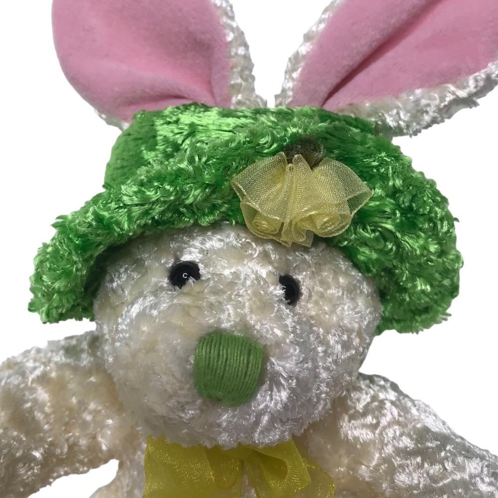 Vintage DanDee Easter Bunny Rabbit Plush Ears Bonnet Hat Silky Stuffed Animal